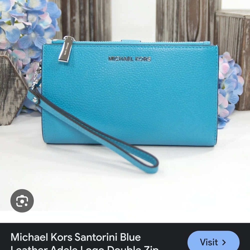 Michael Kors Teal Leather Wristlet